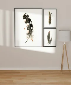 Image of a feather watercolor painting by Shayna Larsen, originals & prints available