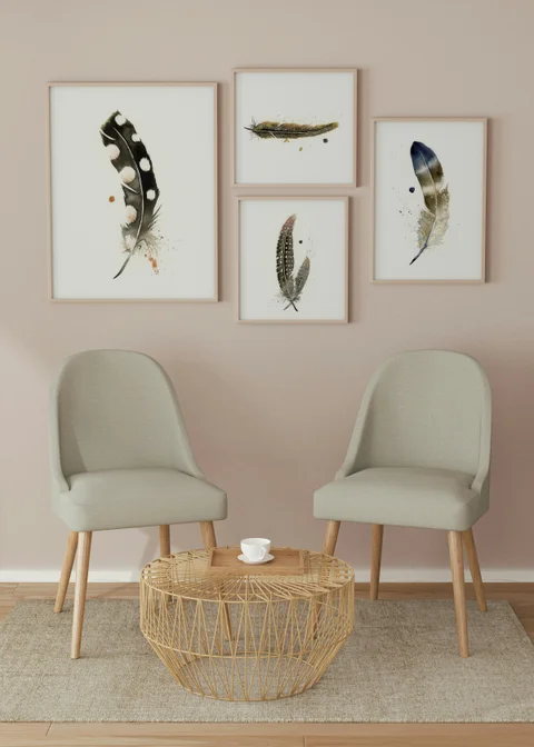 Image of a feather watercolor painting by Shayna Larsen, originals & prints available