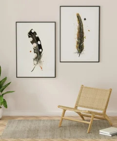 Image of a feather watercolor painting by Shayna Larsen, originals & prints available