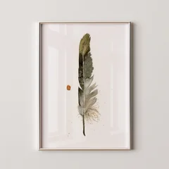 Image of a feather watercolor painting by Shayna Larsen, originals & prints available
