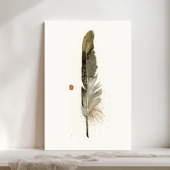 Image of a feather watercolor painting by Shayna Larsen, originals & prints available
