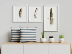 Image of a feather watercolor painting by Shayna Larsen, originals & prints available