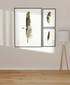 Image of a feather watercolor painting by Shayna Larsen, originals & prints available