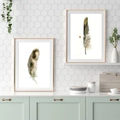 Image of a feather watercolor painting by Shayna Larsen, originals & prints available