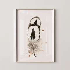 Image of a feather watercolor painting by Shayna Larsen, originals & prints available