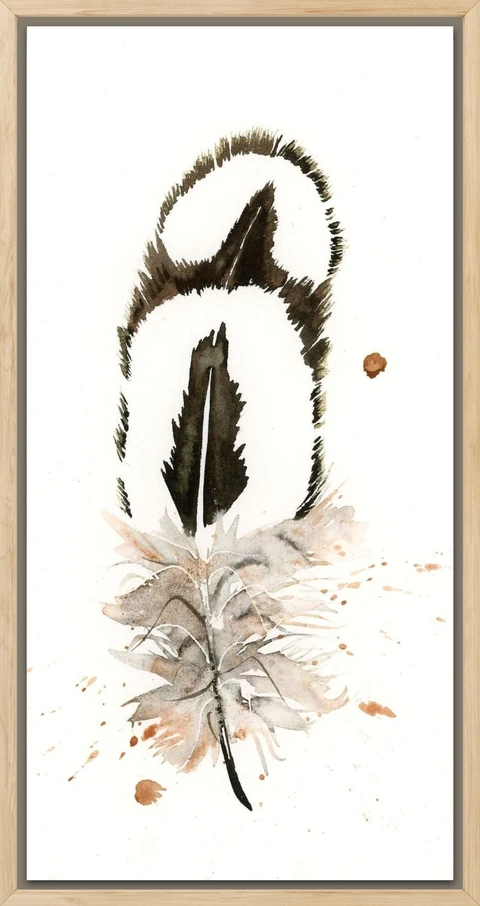 Image of a feather watercolor painting by Shayna Larsen, originals & prints available