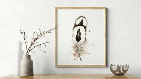 Image of a feather watercolor painting by Shayna Larsen, originals & prints available