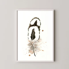 Image of a feather watercolor painting by Shayna Larsen, originals & prints available