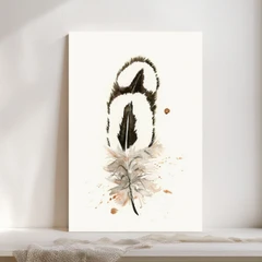 Image of a feather watercolor painting by Shayna Larsen, originals & prints available