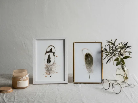 Image of a feather watercolor painting by Shayna Larsen, originals & prints available