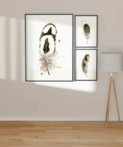 Image of a feather watercolor painting by Shayna Larsen, originals & prints available