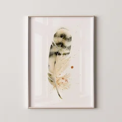 Image of a feather watercolor painting by Shayna Larsen, originals & prints available