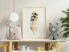 Image of a feather watercolor painting by Shayna Larsen, originals & prints available