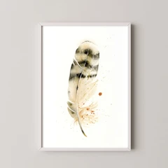 Image of a feather watercolor painting by Shayna Larsen, originals & prints available