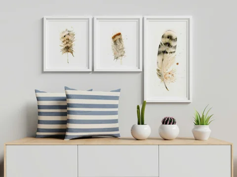 Image of a feather watercolor painting by Shayna Larsen, originals & prints available