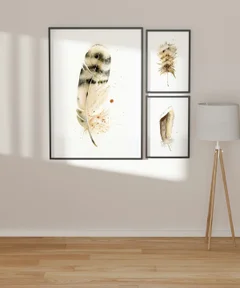 Image of a feather watercolor painting by Shayna Larsen, originals & prints available