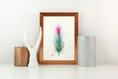 Image of a feather watercolor painting by Shayna Larsen, originals & prints available