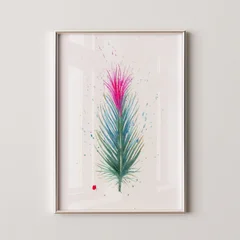 Image of a feather watercolor painting by Shayna Larsen, originals & prints available