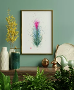 Image of a feather watercolor painting by Shayna Larsen, originals & prints available