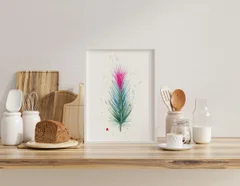 Image of a feather watercolor painting by Shayna Larsen, originals & prints available