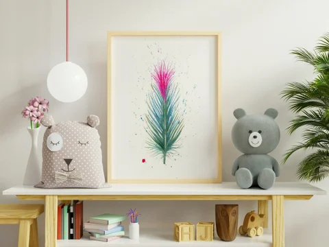 Image of a feather watercolor painting by Shayna Larsen, originals & prints available