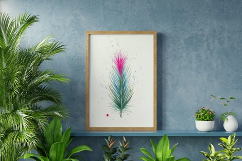 Image of a feather watercolor painting by Shayna Larsen, originals & prints available