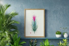 Image of a feather watercolor painting by Shayna Larsen, originals & prints available