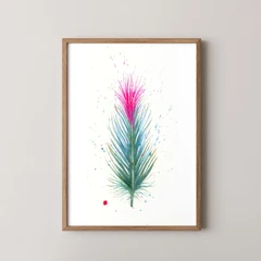 Image of a feather watercolor painting by Shayna Larsen, originals & prints available