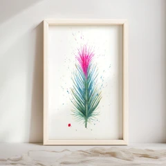 Image of a feather watercolor painting by Shayna Larsen, originals & prints available