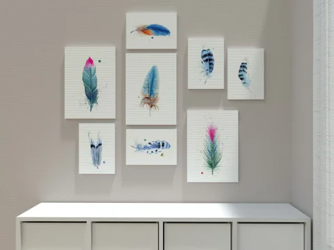 Image of a feather watercolor painting by Shayna Larsen, originals & prints available