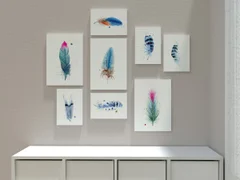 Image of a feather watercolor painting by Shayna Larsen, originals & prints available