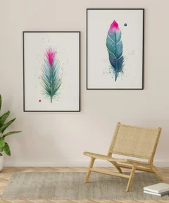 Image of a feather watercolor painting by Shayna Larsen, originals & prints available