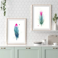 Image of a feather watercolor painting by Shayna Larsen, originals & prints available