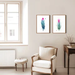 Image of a feather watercolor painting by Shayna Larsen, originals & prints available