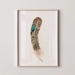 Image of a feather watercolor painting by Shayna Larsen, originals & prints available