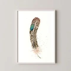 Image of a feather watercolor painting by Shayna Larsen, originals & prints available