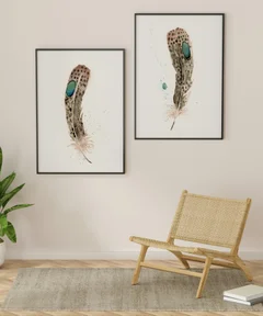 Image of a feather watercolor painting by Shayna Larsen, originals & prints available