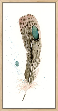 Image of a feather watercolor painting by Shayna Larsen, originals & prints available