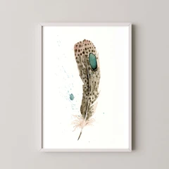 Image of a feather watercolor painting by Shayna Larsen, originals & prints available
