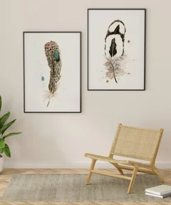 Image of a feather watercolor painting by Shayna Larsen, originals & prints available