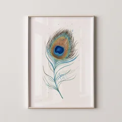 Image of a feather watercolor painting by Shayna Larsen, originals & prints available