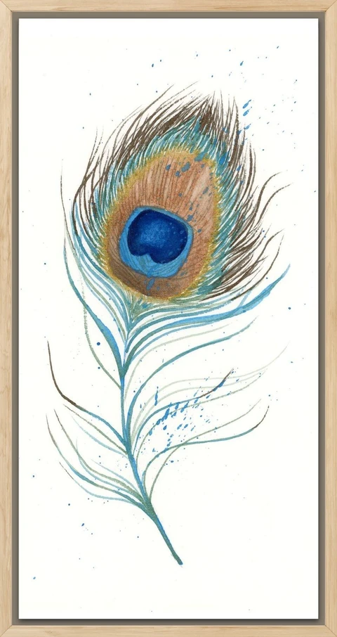 Image of a feather watercolor painting by Shayna Larsen, originals & prints available