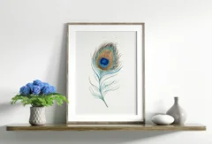 Image of a feather watercolor painting by Shayna Larsen, originals & prints available