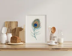 Image of a feather watercolor painting by Shayna Larsen, originals & prints available