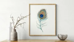 Image of a feather watercolor painting by Shayna Larsen, originals & prints available