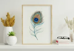Image of a feather watercolor painting by Shayna Larsen, originals & prints available