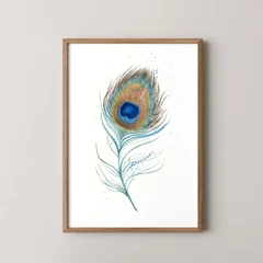 Image of a feather watercolor painting by Shayna Larsen, originals & prints available