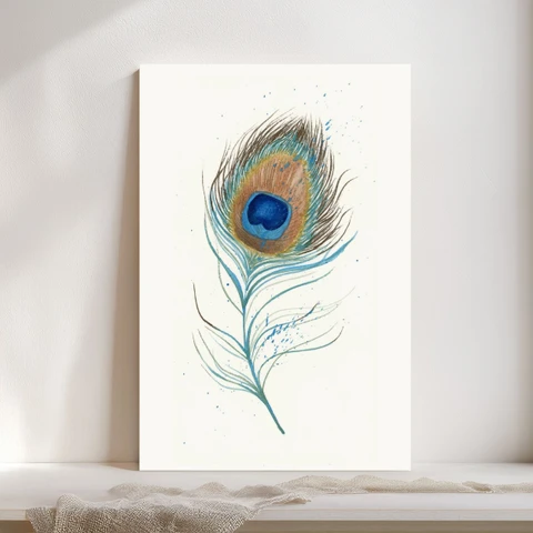 Image of a feather watercolor painting by Shayna Larsen, originals & prints available