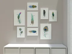 Image of a feather watercolor painting by Shayna Larsen, originals & prints available