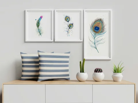 Image of a feather watercolor painting by Shayna Larsen, originals & prints available
